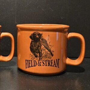 Field & Stream Mallard Duck & Black Labrador Orange Coffee Mugs - Set of Two
